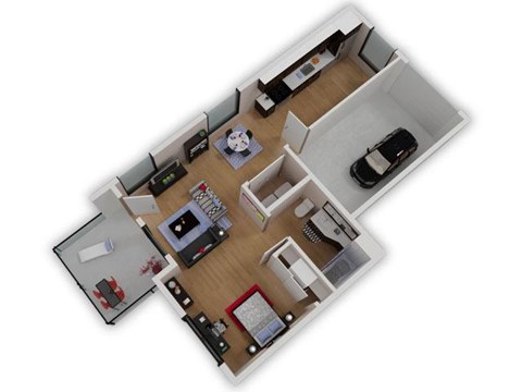 Floor plan for studio, 1 bath, 598 sqft